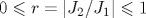  0 \leqslant r = |J_2/J_1| \leqslant 1 