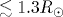 \lesssim 1.3 R_\odot 
